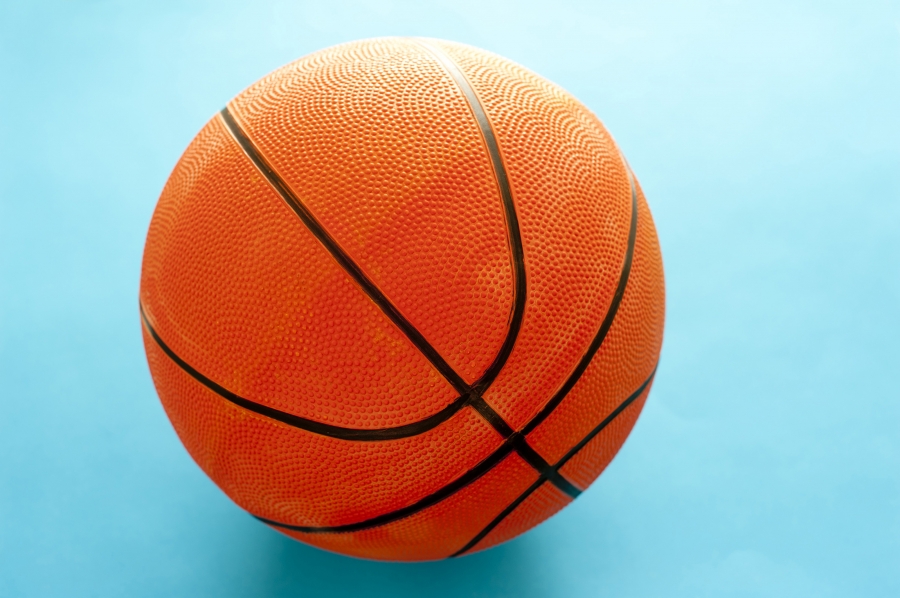 basketball with blue background